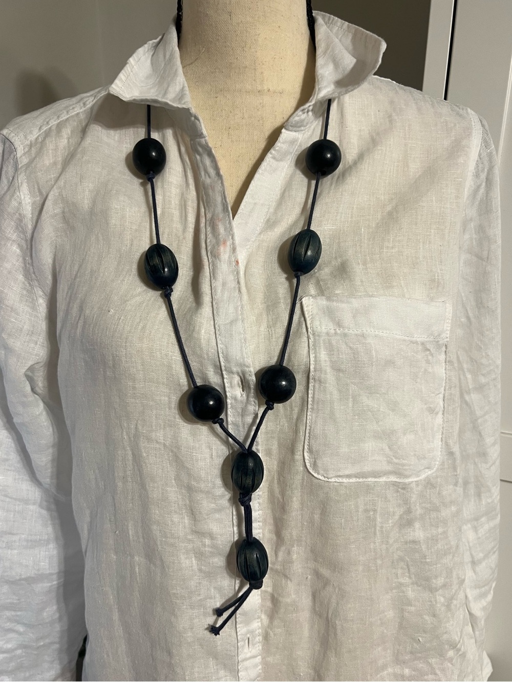 Handcrafted Black Bead Long Necklace - Elegant Everyday Style